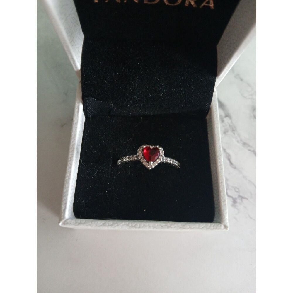 Pandora Elevated Red Heart Ring Sterling Silver S… - image 4